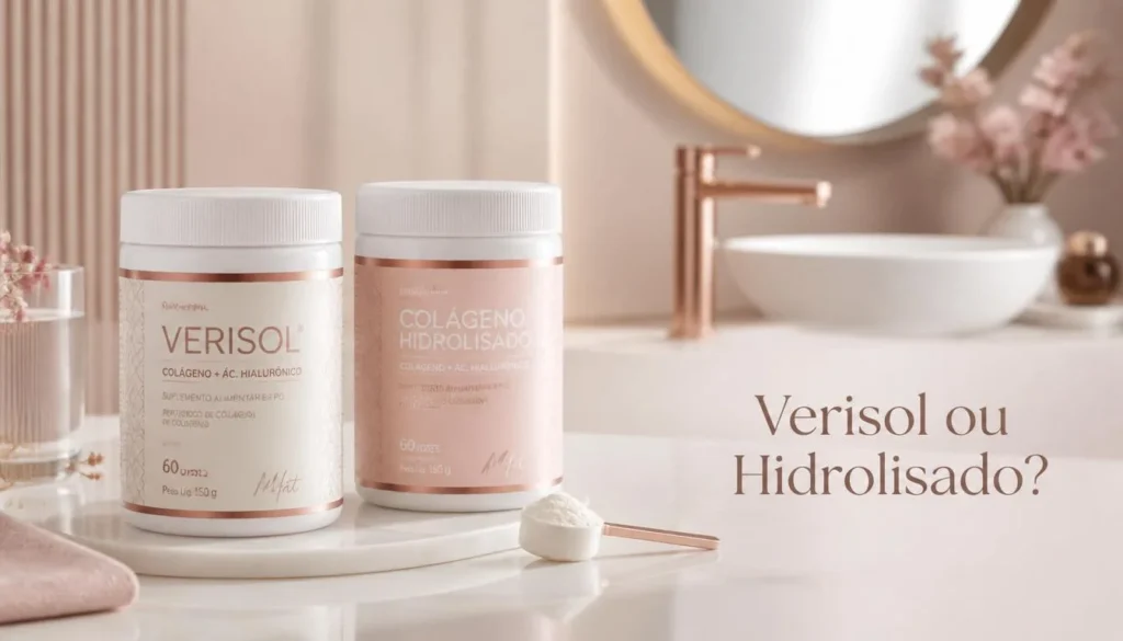 Comparação entre suplementos de colágeno Verisol e hidrolisado.
